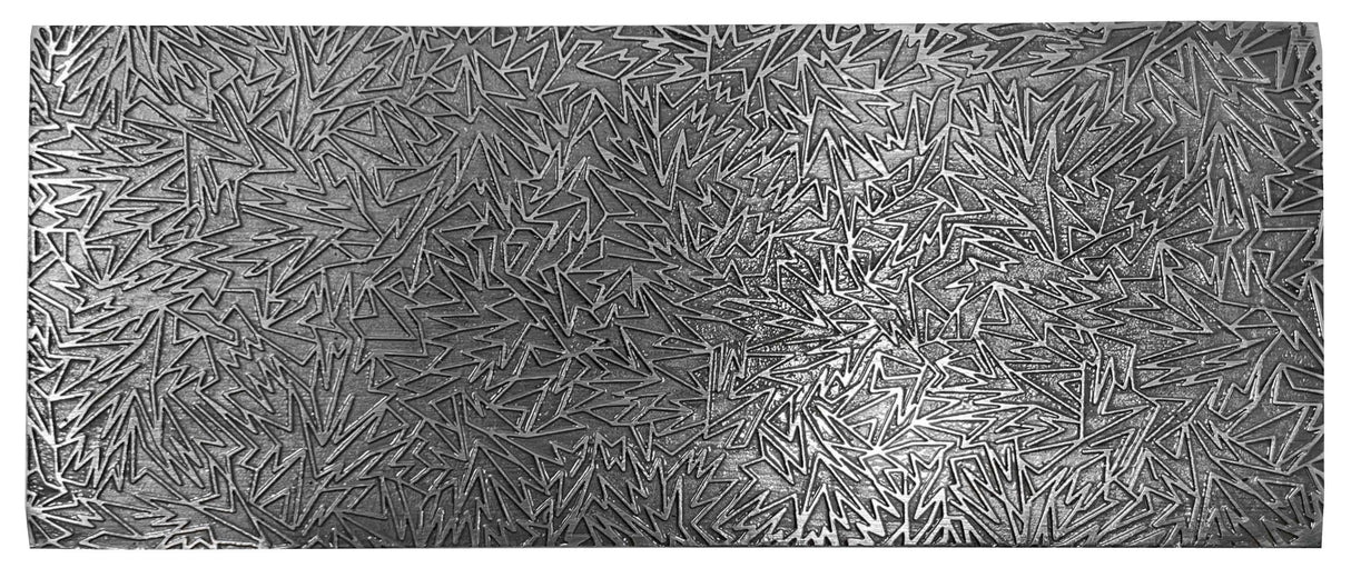 Texture Plate Pattern Plate Style 25 with sharp angular abstract metal texture for presses and rolling mills, 6x3 inches.