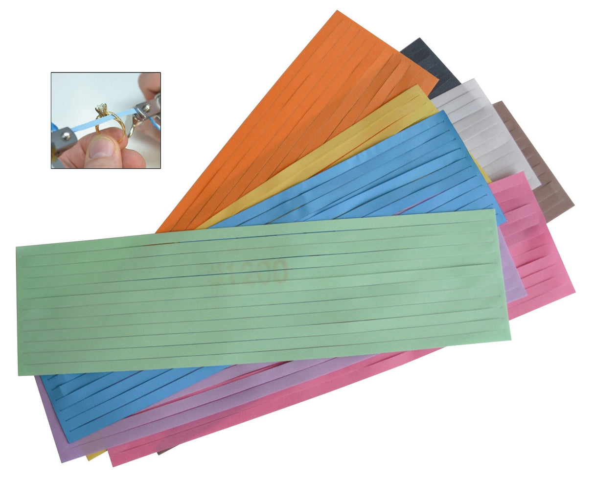18 pack assorted slurry-coated polishing strips in multiple colors for metal and composite finishing