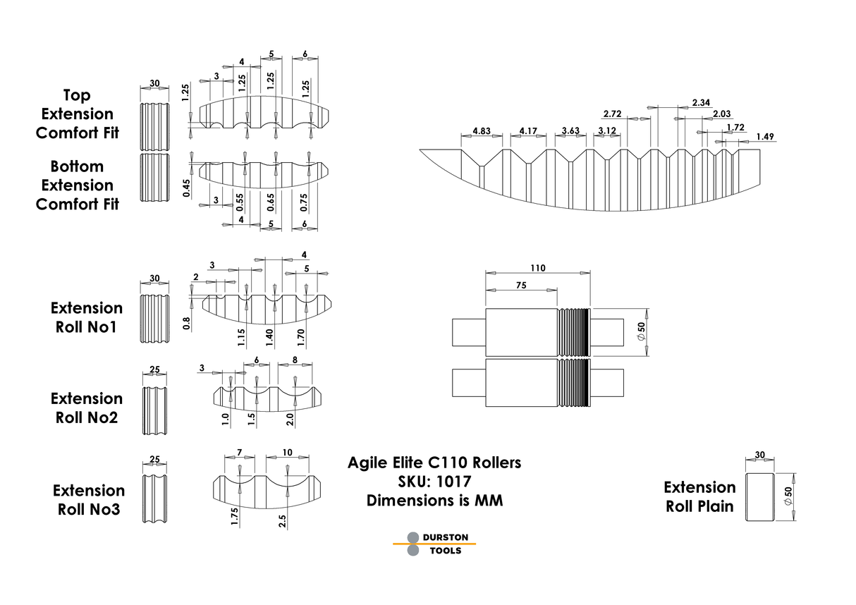Durston 1017 Agile Elite C110mm Combo Rolling Mill with Reduction Gear