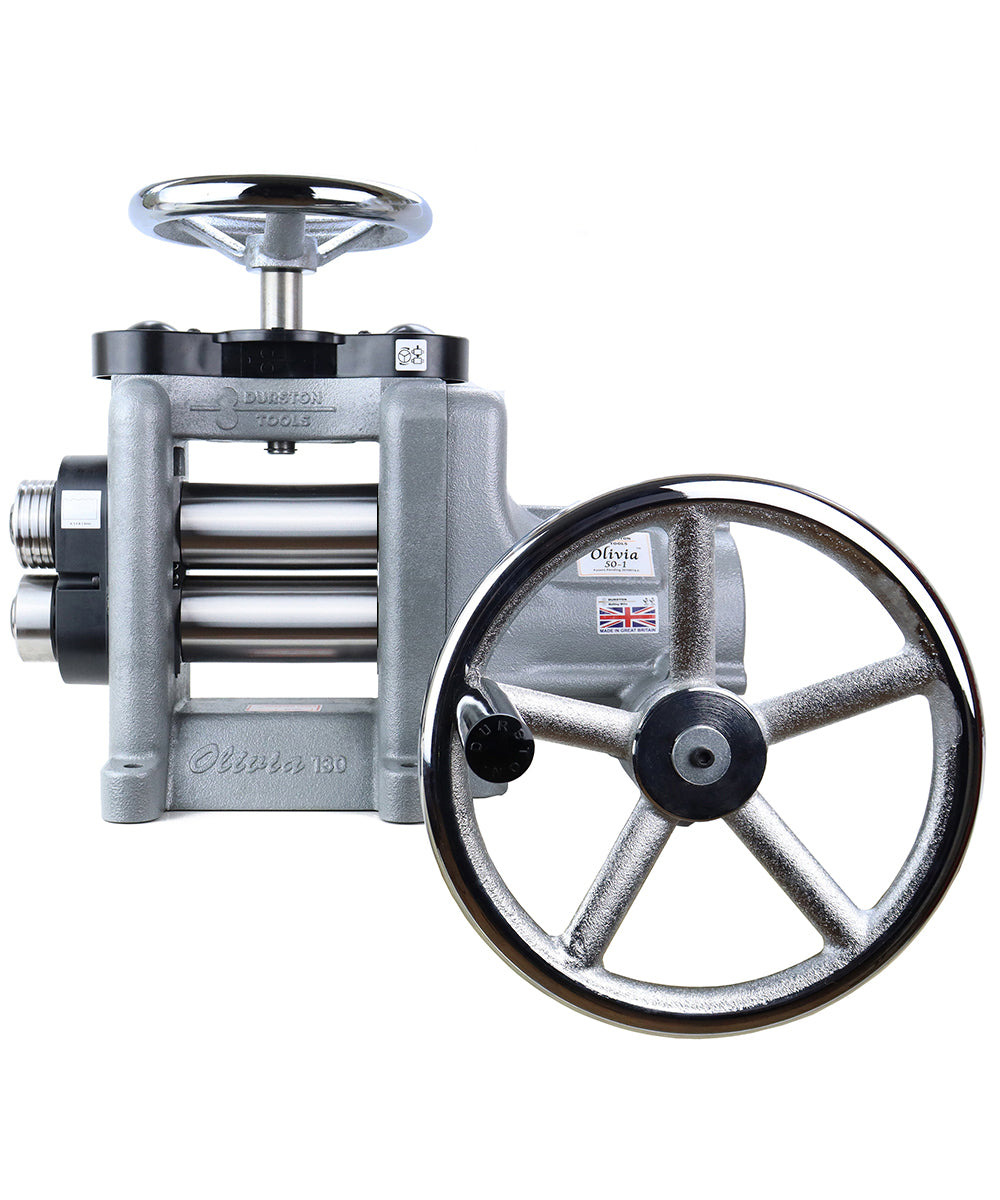 Durston Olivia F130 flat rolling mill with 50:1 reduction gearbox for precise metal sheet shaping