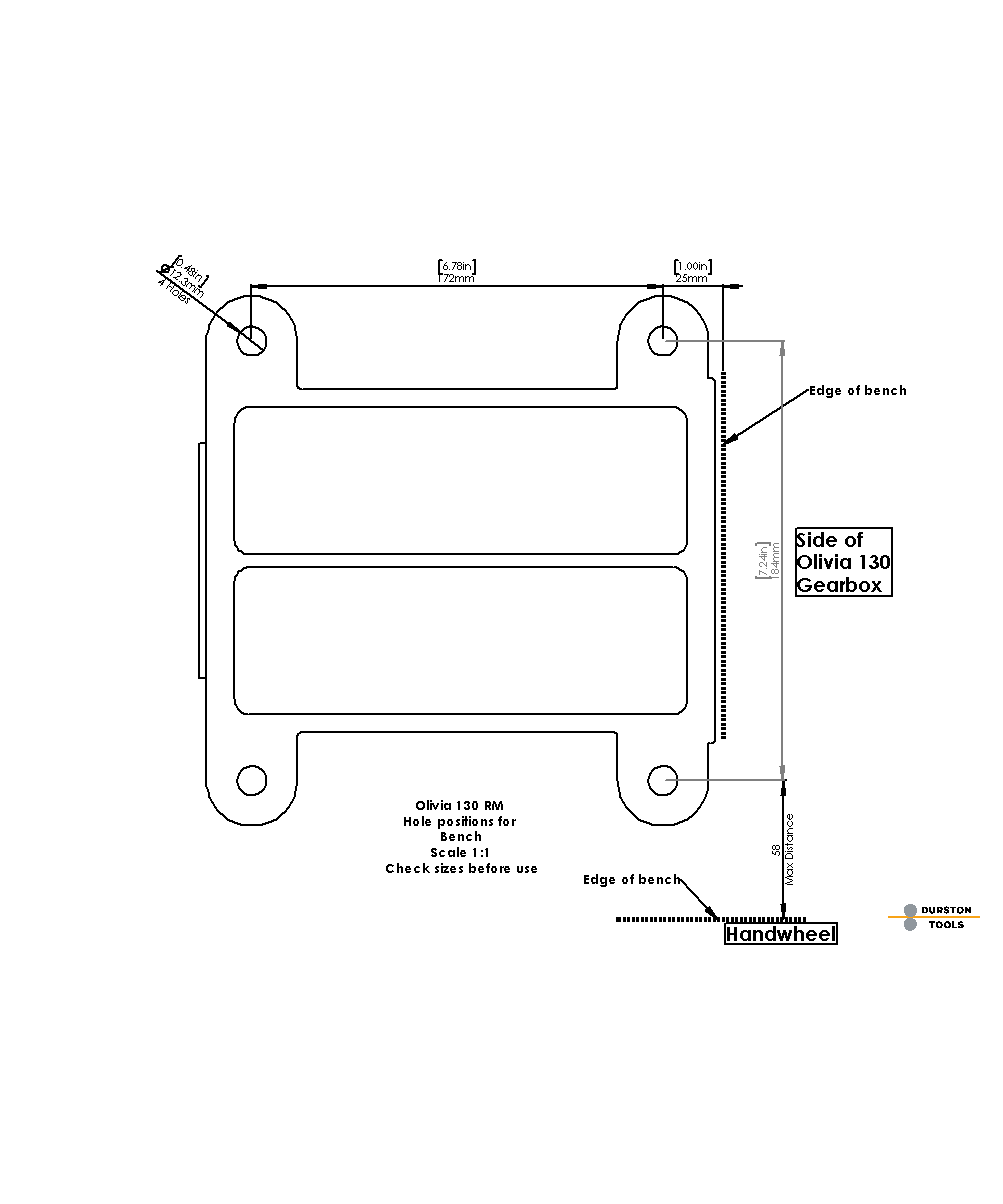 Durston 1036 Olivia F130 Flat Rolling Mill With 50-1 Reduction Gear