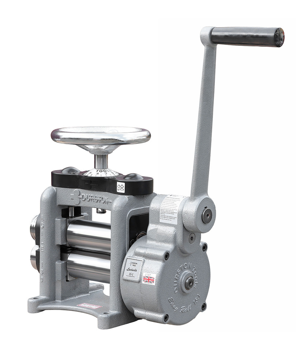 Durston 1042 Lucinda Easy Roll F130 flat rolling mill with Easy Roll gearbox and cast-iron frame for jewelry making and metal forming