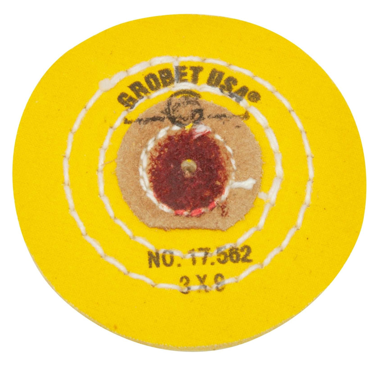 Knife-edge stitched yellow chemkote muslin buff 3 inch 9 ply for polishing and scratch removal