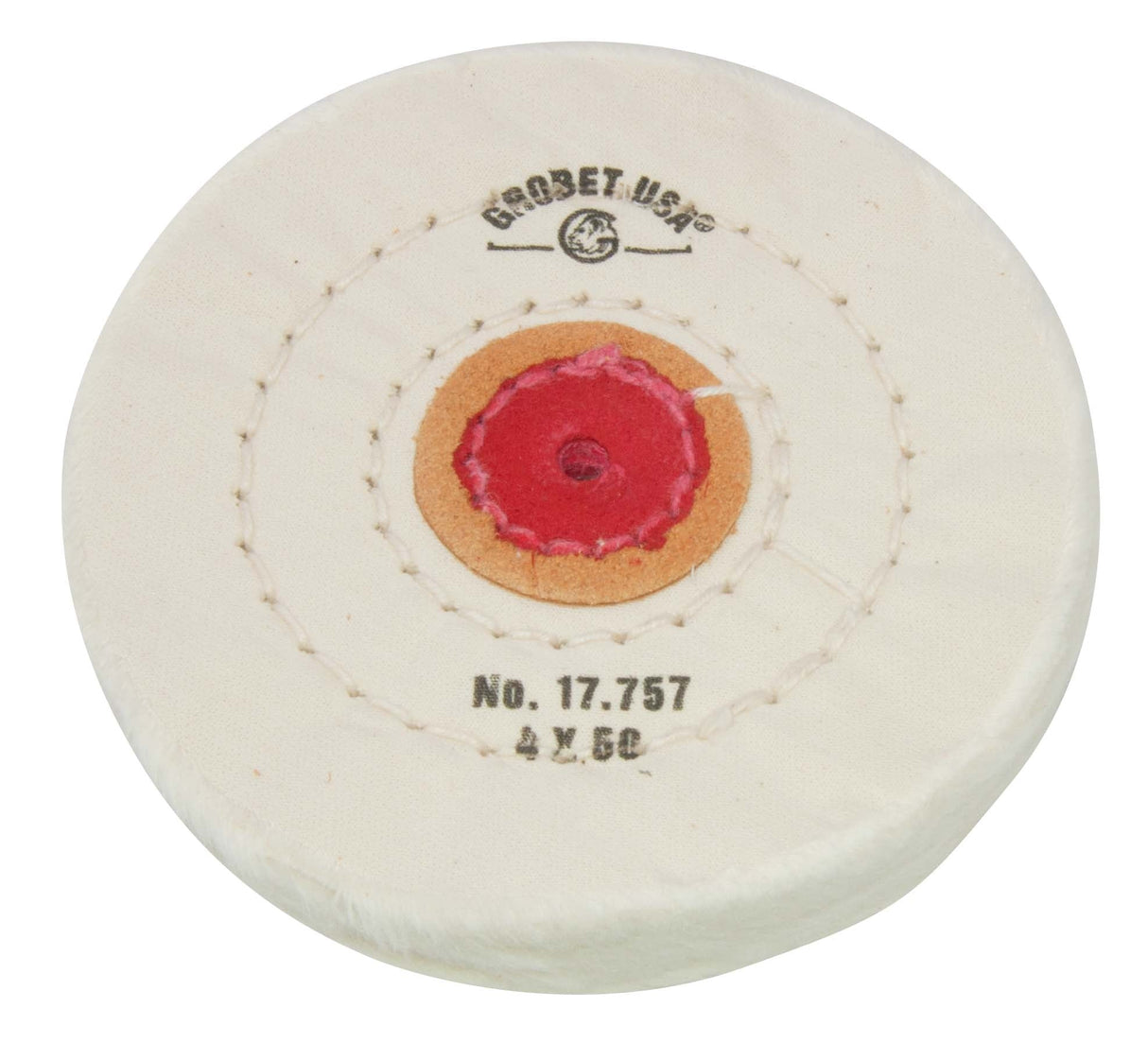 Finex Muslin Buff 4" stitched polishing wheel with leather center for high finish