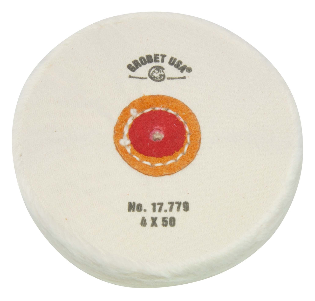 Finex Muslin Buff 4-inch 50 ply loose type polishing wheel with leather center and single row stitching