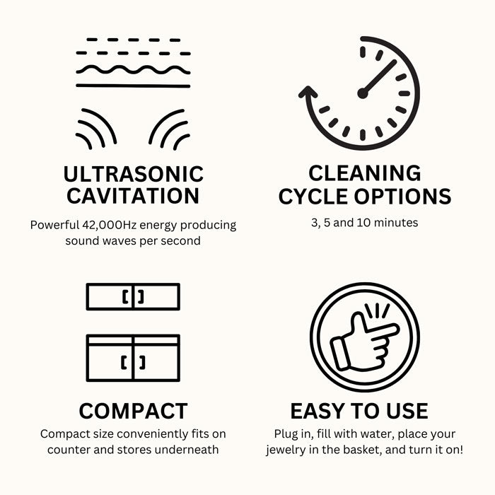 GEMORO Sparkle Spa Ultrasonic Jewelry Cleaner – White Pearl