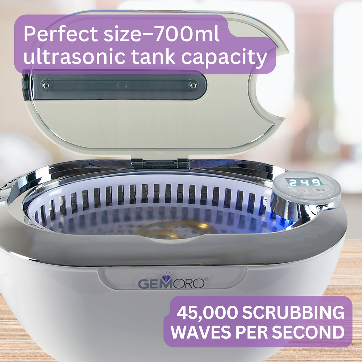 GEMORO LuxeSpa Personal Ultrasonic Jewelry & Eyeglass Cleaner