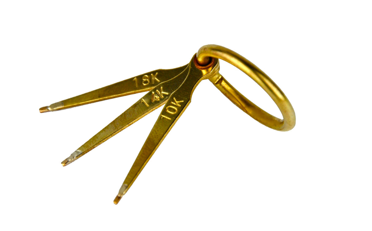 10K 14K 18K gold testing needle set on ring for jewelry karat verification