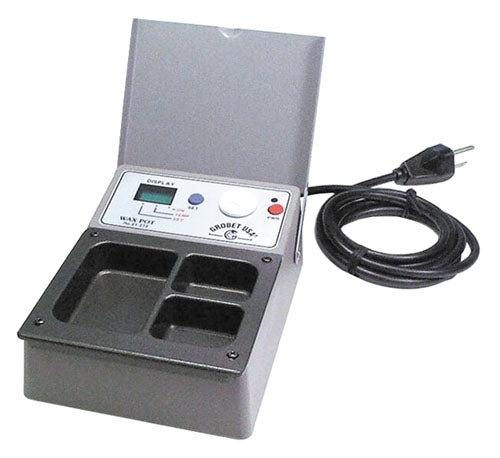 Digital wax melting tray with three wells and digital temperature control for candle and cosmetic crafting