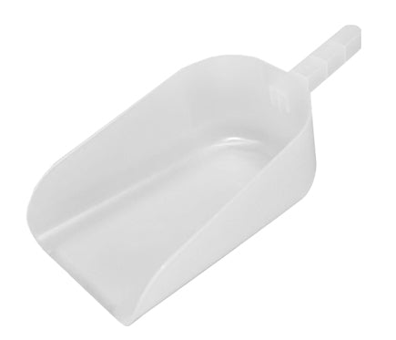 White plastic Investment Scoop for precise dry powder handling in lab and workshop settings