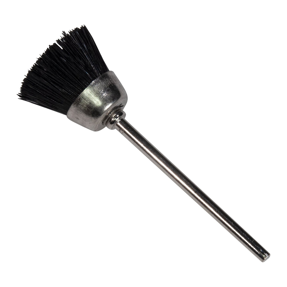 1/2 inch stiff cup bristle brush with 3/32 inch mandrel for tough crevice cleaning