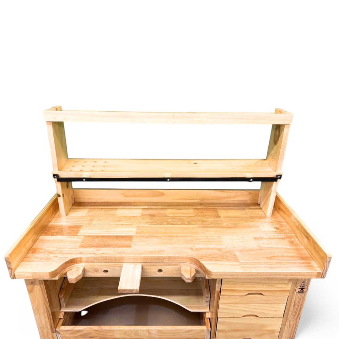 Deluxe Solid Wooden Jewelers Bench Set with Shelf Organizer & Chair