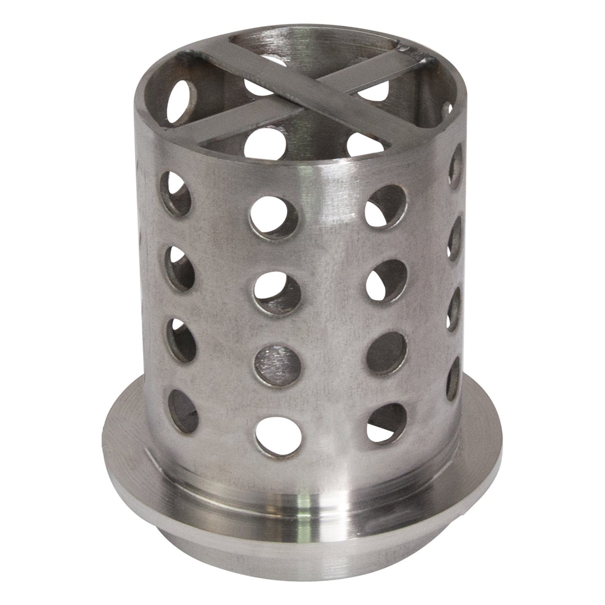 3-1/2" x 5" perforated stainless steel flask with heavy-gauge construction for metalworking and casting applications