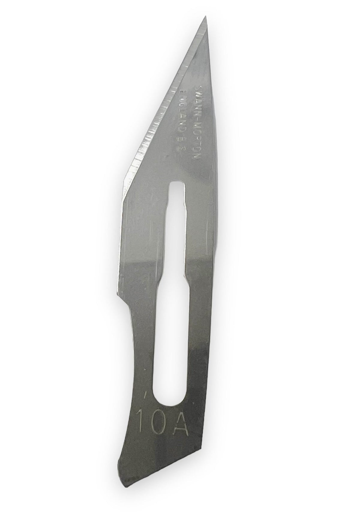 Swann-Morton #10A Carbon Steel triangular mold cutting blade with sharp pointed tip