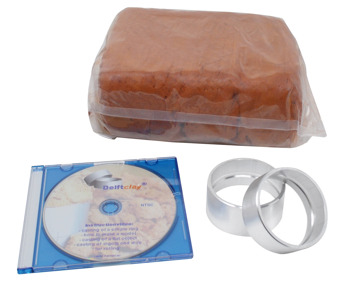 Delft Clay Sand Casting Set with clay block, instructional DVD, and metal mold frames for detailed metal casting projects