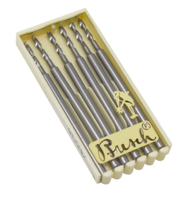 6-pack Busch Twist Drills 1.40mm with 3/32 inch shanks for precision drilling in metal, plastic, and wood