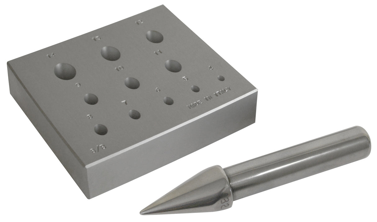 Oval Bezel Forming Block & Punch Set 4 to 14 MM - Italy by PMC Supplies