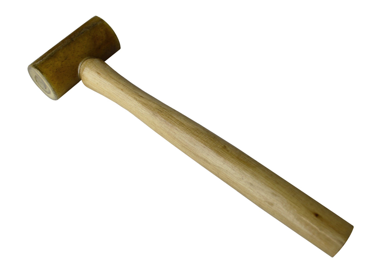 Rawhide hammer mallet with 1-1/4 x 2-1/2 inch non-marring rawhide head on a 9-inch hardwood handle for delicate assemblies