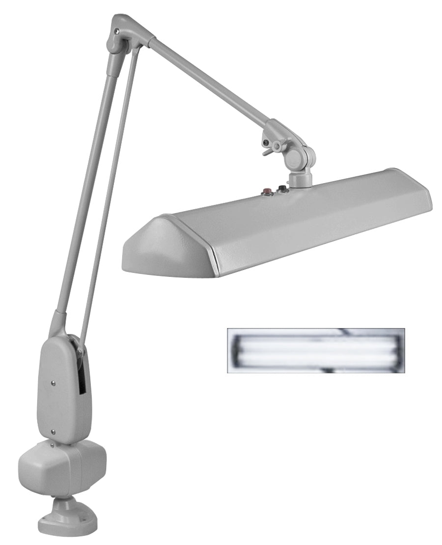 Dazor 2 Tube Fluorescent Light Clamp-Type Lamp - Gray, 110V with 43" Reach by PMC Supplies