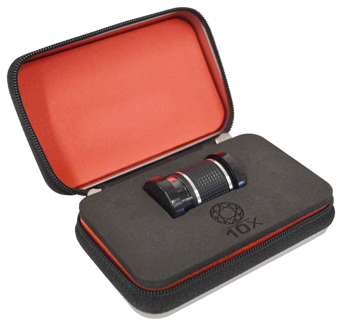 18 mm 10X triplet eye loupe with diamond estimation scale in protective case