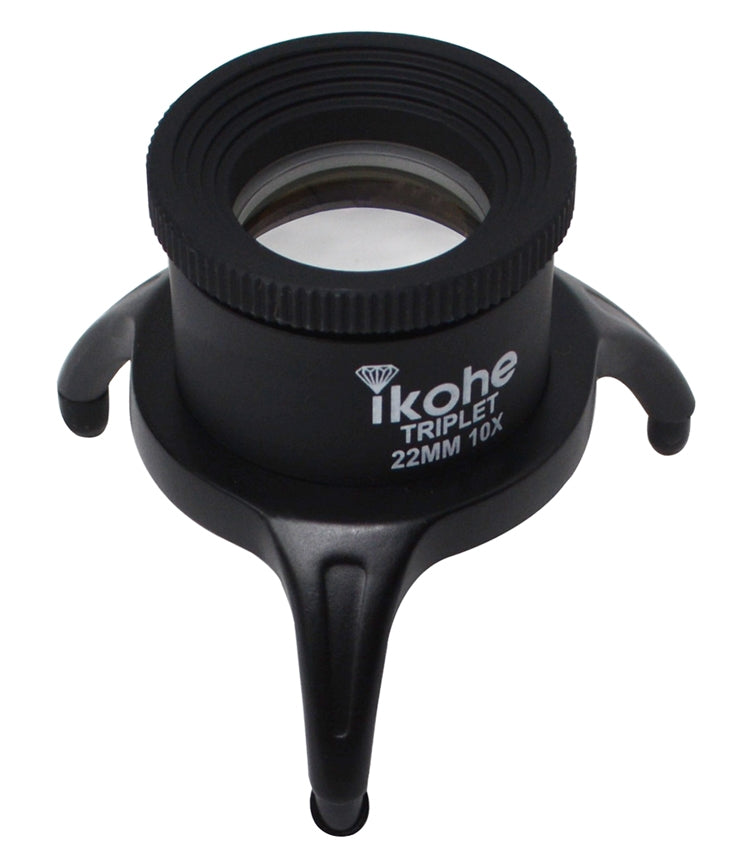 Gems Professional 10X Tripod Triplet Eye Loupe 22 MM with stable tripod base and sharp triplet lens for jewelry inspection