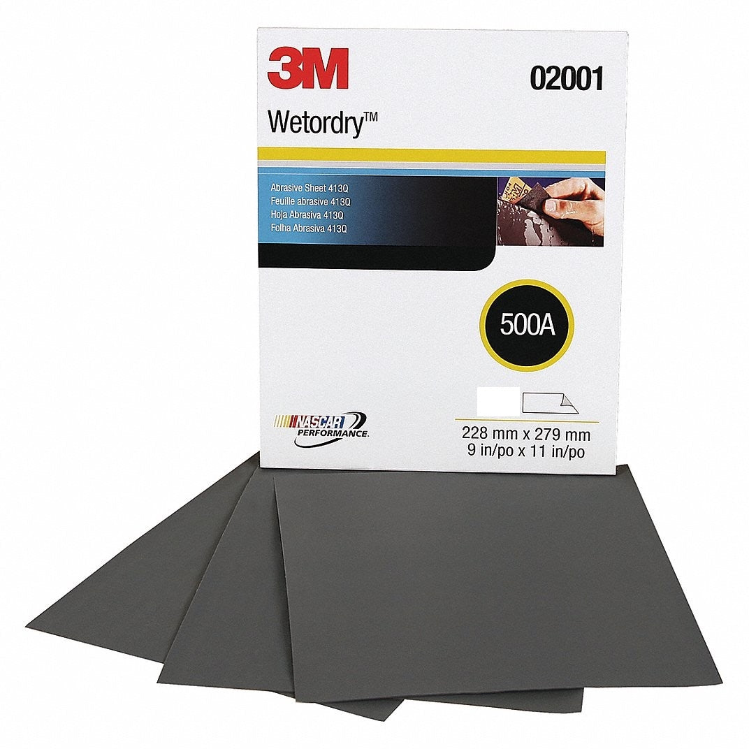 3M Wet or Dry Imperial Coated Abrasive Sheet Paper 9" x 11" 1500G by PMC Supplies