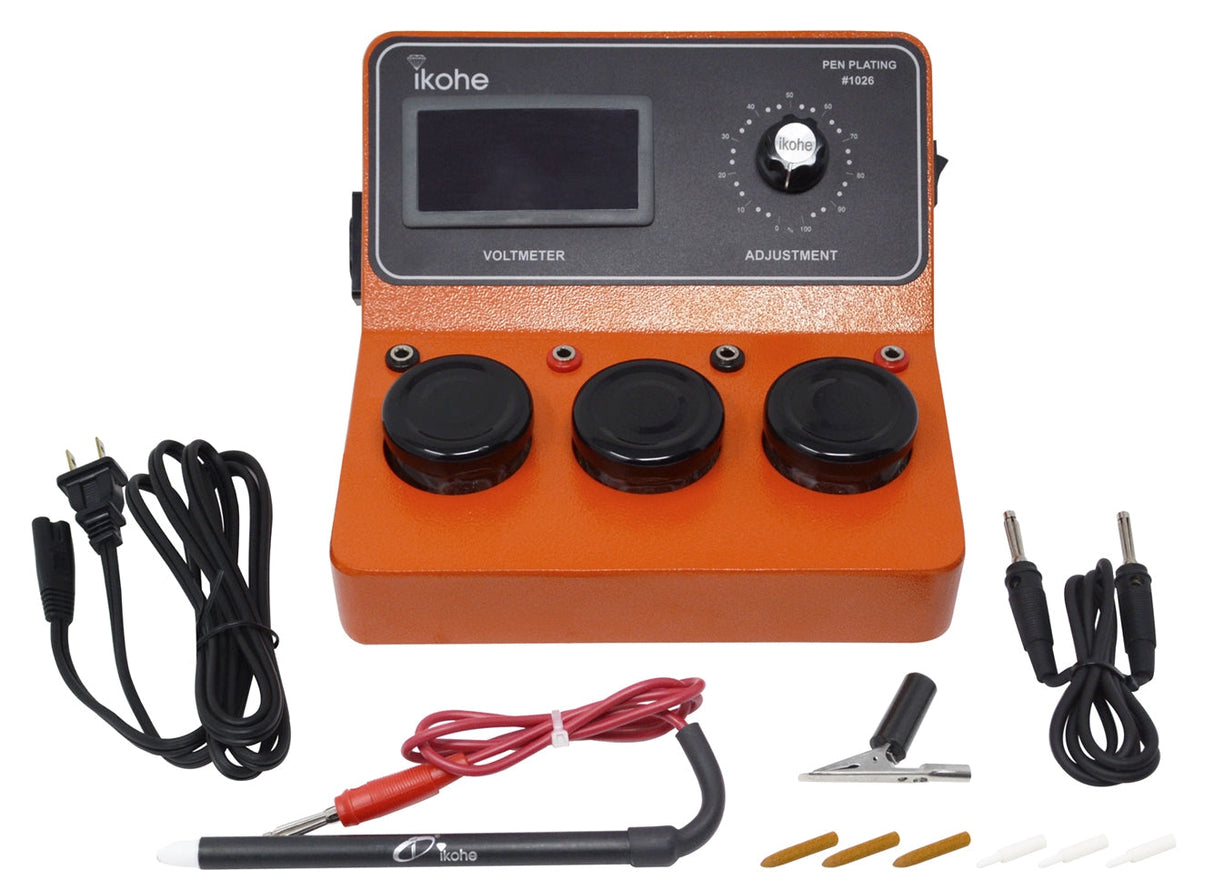 Dual-Voltage iKohe Pen Plating Machine system with voltmeter and pen-style applicator for precise metal electroplating