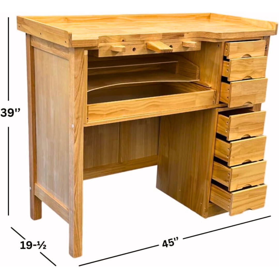 7 Drawer Deluxe Solid Wooden Jewelers Studio Work Bench