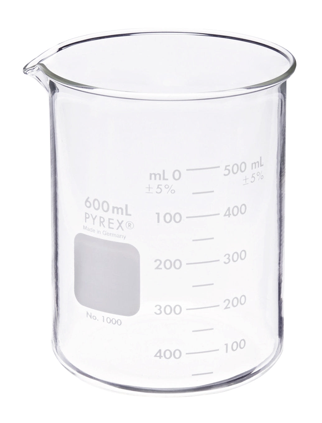 600 ml Glass Pyrex Beaker with heat resistance up to 446F for laboratory and heating tasks