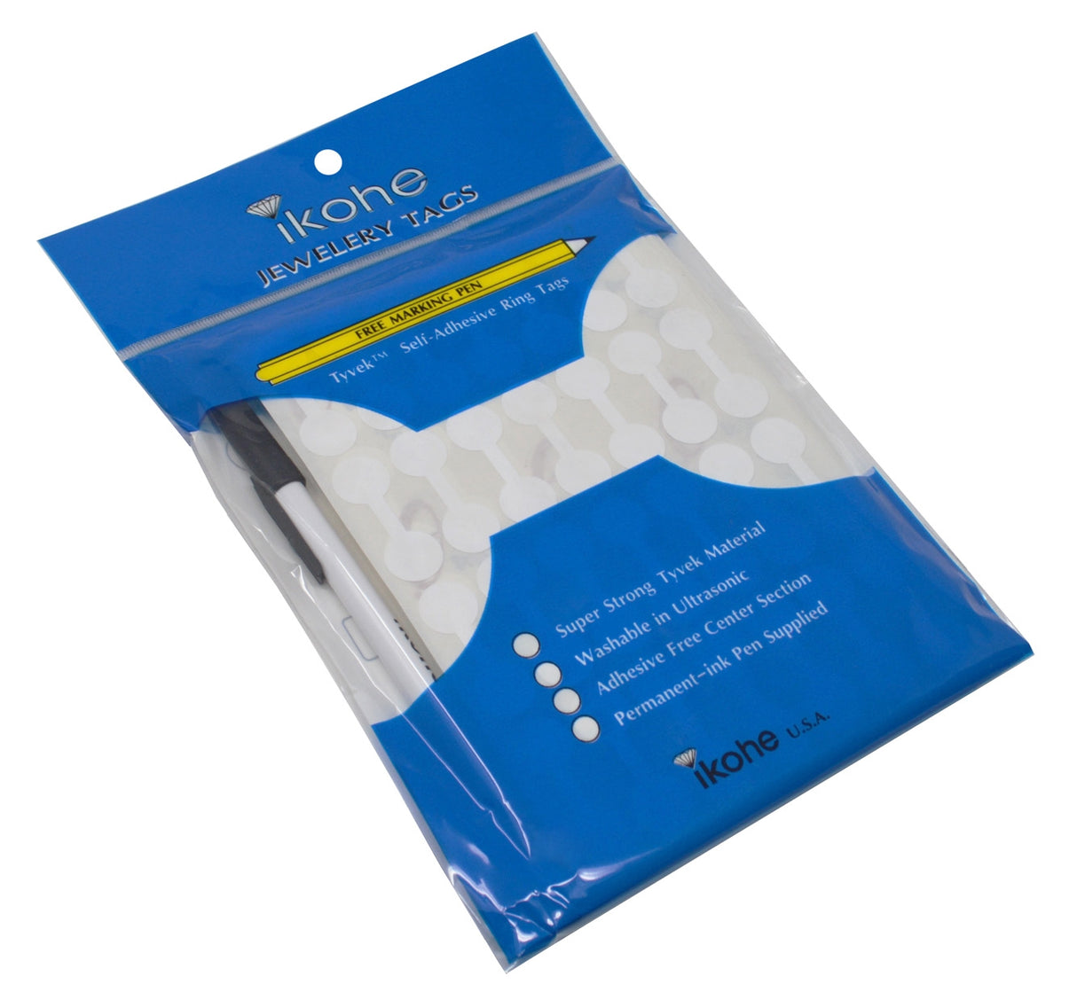 Tyvek White Self-Adhesive Ring Tags - 1,000/Pk by PMC Supplies