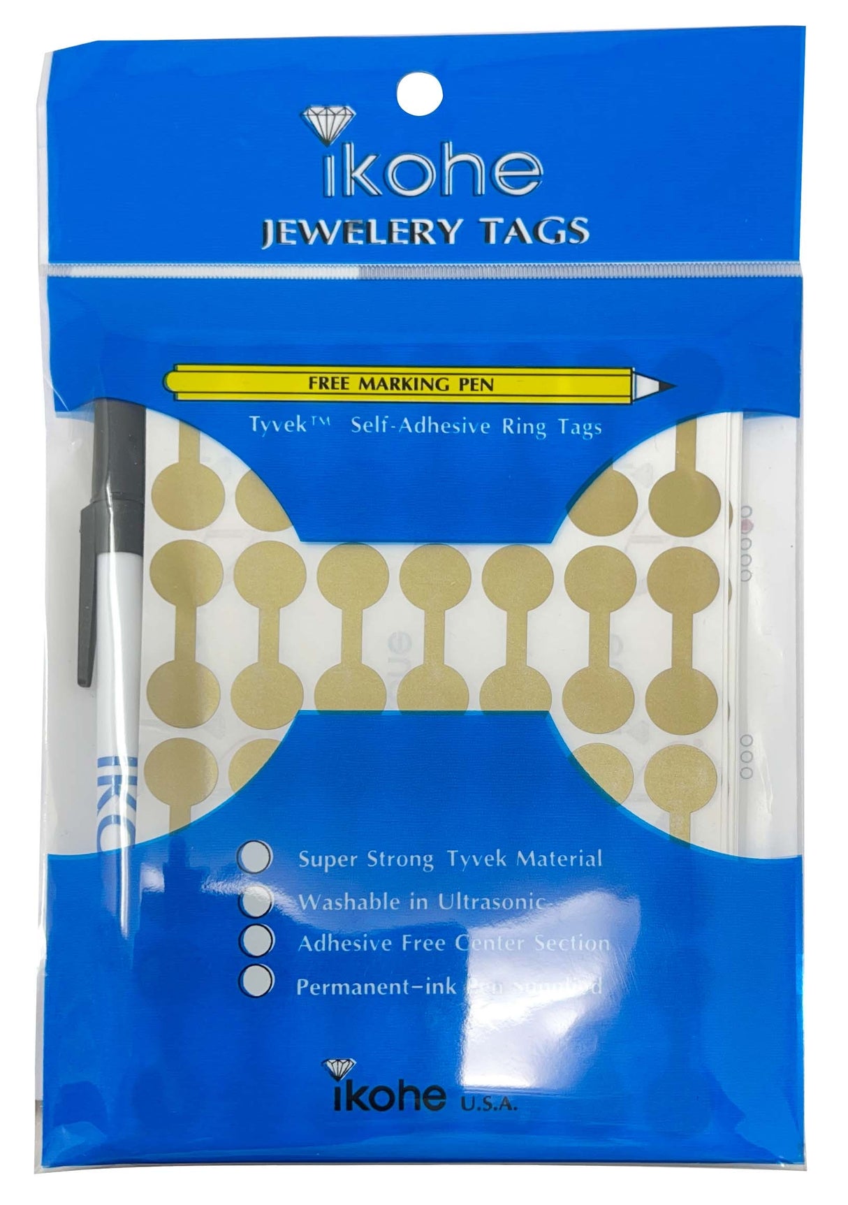 Tyvek Self-Adhesive Gold Ring Tags - 1,000/Pk by PMC Supplies