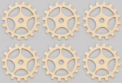 Set of 6 24 gauge brass gear blanks with spokes 3/4" for jewelry making