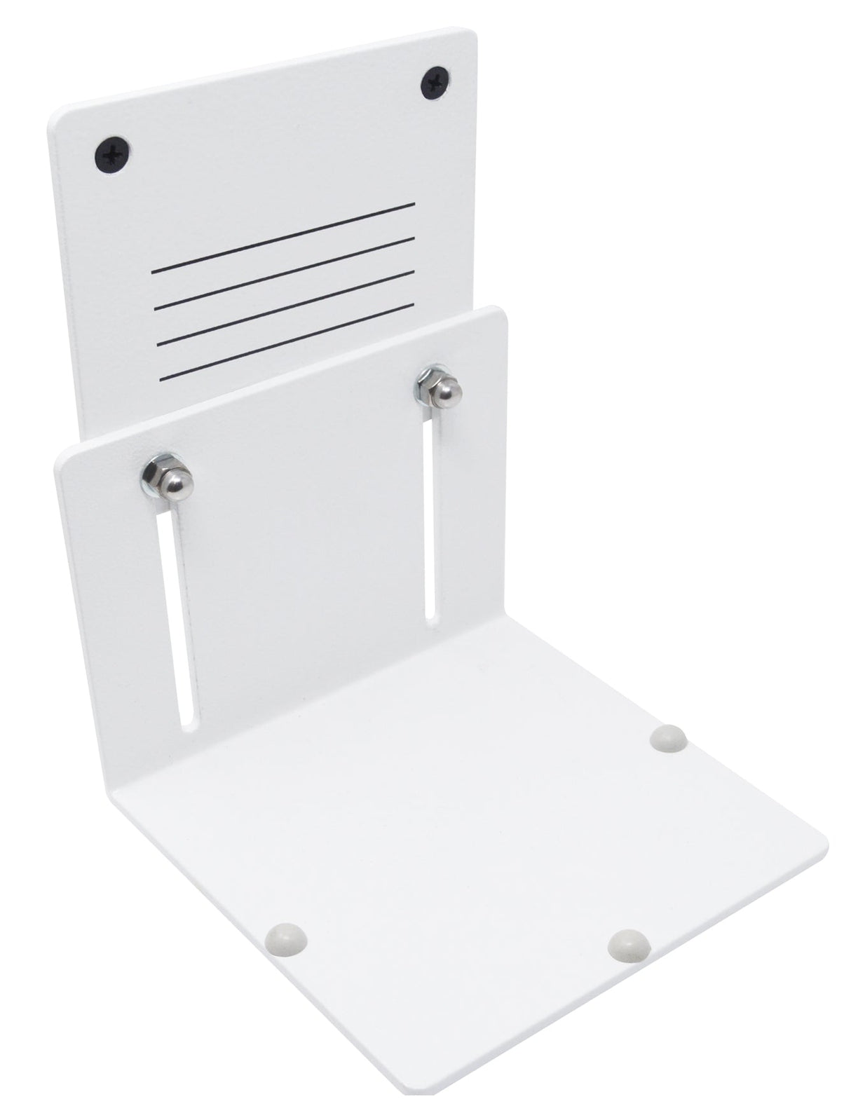 GK Smart Bench adjustable vise shelf with height bracket in white steel for pegboard mounting