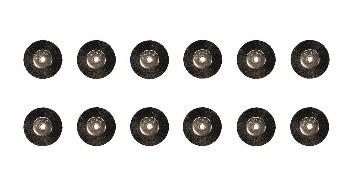 Super 5/8 inch unmounted stiff rotary brushes 12 pack with 1/8 inch hole for precision cleaning and deburring