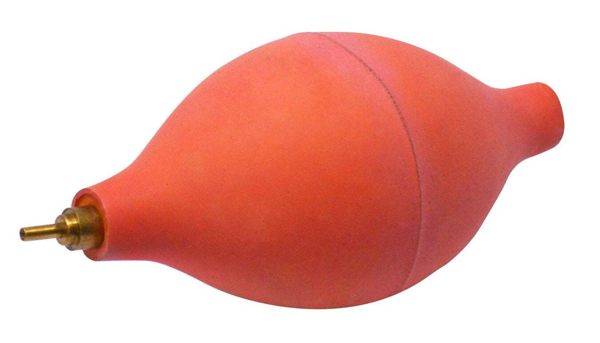 Rubber Dust Blower with red rubber bulb and fine brass nozzle, compact watch cleaning tool for precision dust removal