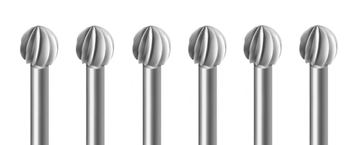 6 pack round burs 1.90 mm Swiss-milled vanadium steel precision cutting tools