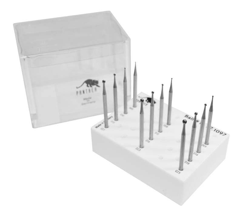 12-Piece Panther™ Ball Bur Set Sizes 0.50 to 2.50 MM by PMC Supplies