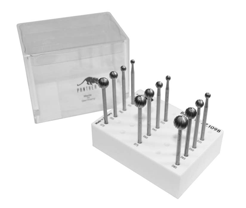 12-Piece Panther™ Ball Bur Set Sizes 0.80 to 3.10 MM by PMC Supplies