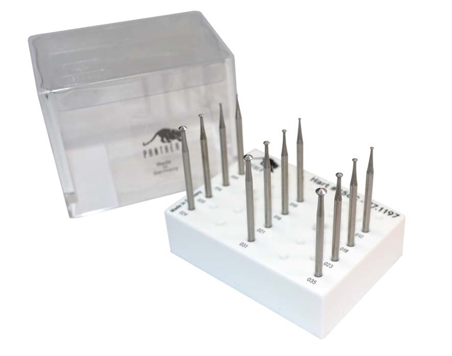 12-Piece Panther™ 90° Hart Bur Set Sizes 0.90 to 3.50 MM by PMC Supplies
