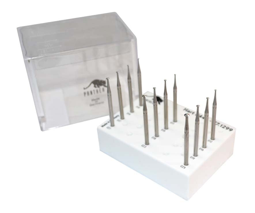 12-Piece Panther™ 70° Hart Bur Set Sizes 1.00 to 2.50 MM by PMC Supplies