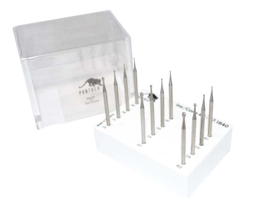 12-Piece Panther Inverted Cone Bur Set Sizes 0.60 to 2.30 MM by PMC Supplies