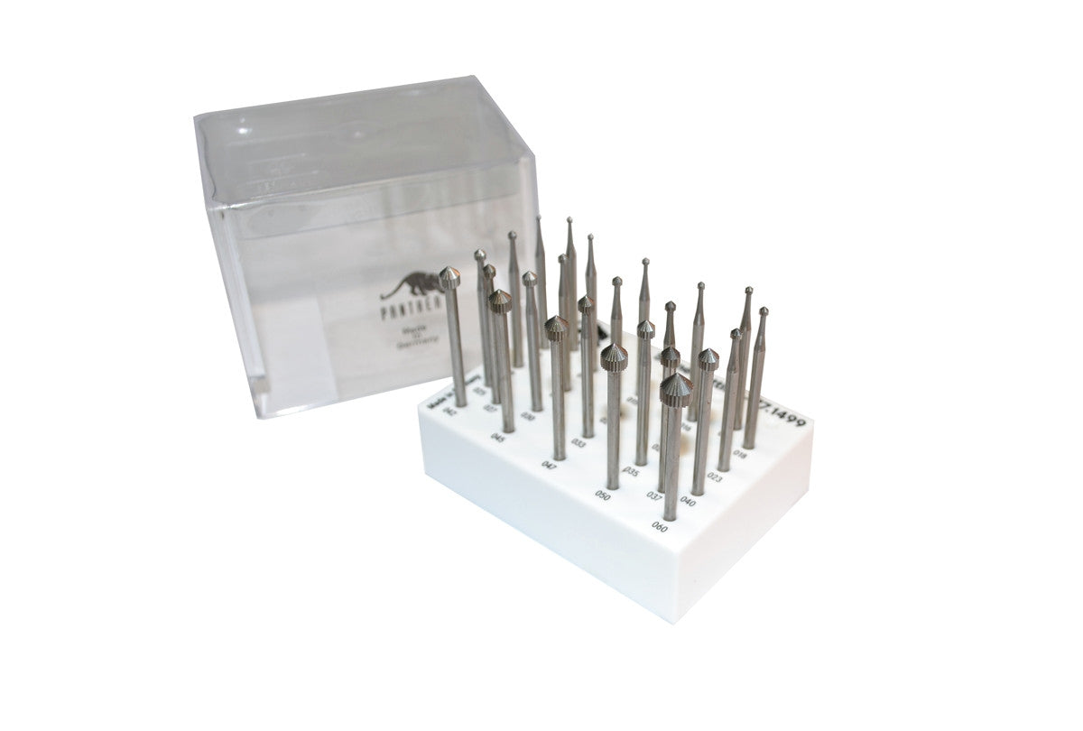 24-Piece Panther™ Stone Setting Bur Set Sizes 0.10 to 0.50 MM by PMC Supplies