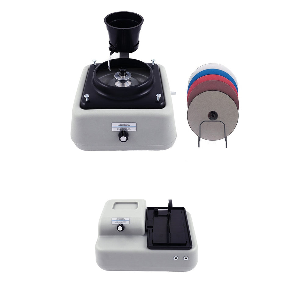 6" Universal Heavy-Duty Grinder and Polishing Lapidary Machine Complete with Accessories Kit and 4" Saw Combo (Stand Not Included) by PMC Supplies