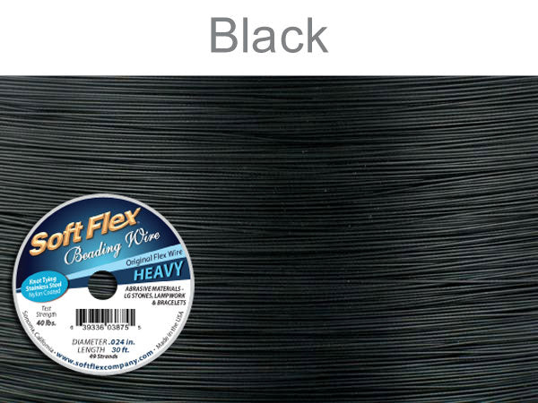 Soft Flex Beading Wire – Black, .024" Diameter, 30 ft Spool