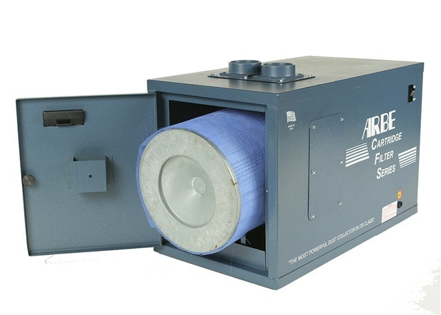 Arbe Dust Collector CFS-4 2 Station with 1 HP motor, 830 CFM, quiet operation, and advanced cartridge filtration for jewelry workstations