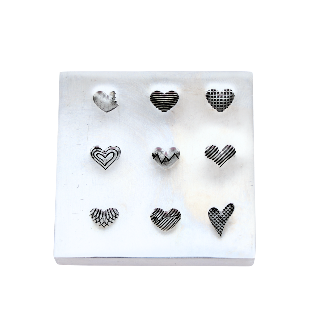 Shot Plate 9 Designs Textured Heart Shaped Impression Dies