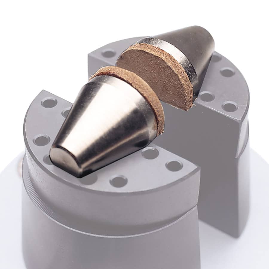 GRS 003-550 Leather Ring Clamp Set with leather-faced jaws for secure, outside-hold ring work on GRS blocks and vises, ideal for jewelers and stone setters