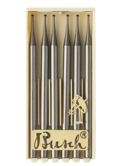 Busch 1.0 mm 90° Hart Burs pack of 6 tungsten vanadium steel precision stone setting tools