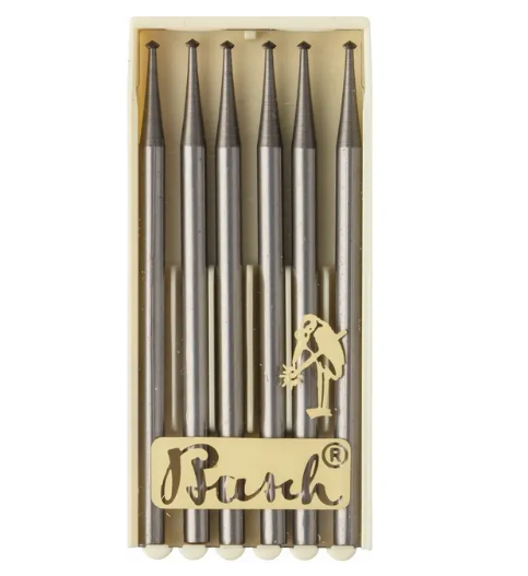 Busch 1.3 mm 90° Hart Burs pack of six tungsten vanadium steel precision stone setting tools for jewelry and metalwork