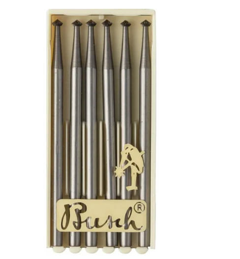 Busch 90° Hart Bur tungsten vanadium steel 2.2mm cutting diameter set of 6 for jewelry making and stone setting